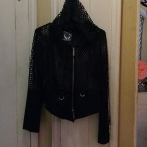 Kill star cropped fishnet hoodie, goth, vampire, punk, hottopic